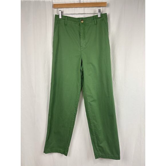 SUNDANCE Green Casual Cotton Pants High Rise Ankle Chinos Straight Sz 4 Preppy - Picture 1 of 8
